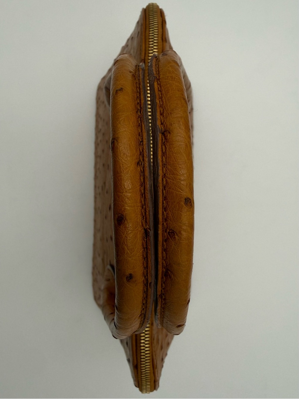 🇫🇷michel adolphe PARIS Unisex Brown Exotic OSTRICH BUGATTI 31 Bag Made in FRANCE - Picture 8 of 16